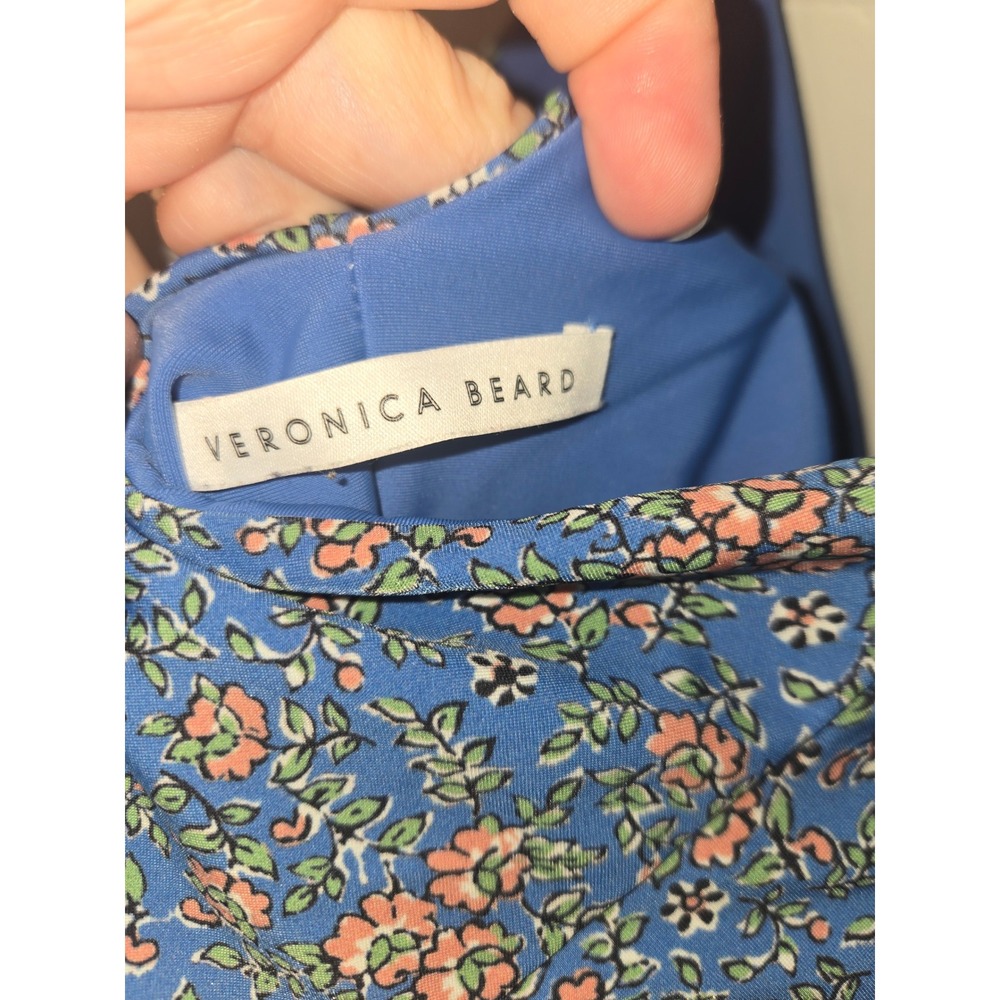 Veronica Beard Blue Floral Halter One Piece Swimsuit V-Neck Low Back Small - Picture 4 of 5